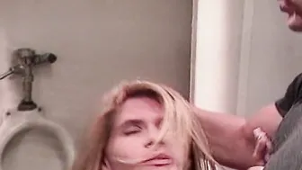 Amazing blonde with small tits gets fucked deep in the bathroom