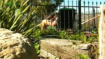 Big ass ebony Frankie LaRue fucks outdoor with white cock fucker