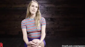 Insertion porn video – Blonde in suspension takes fucking machine