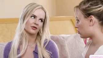 Lesbian teen sucking stepmoms big tits
