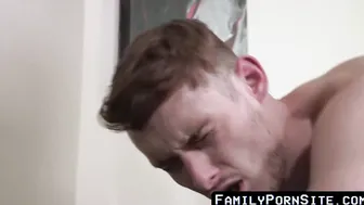Following a cocksuck the handsome stepdad pounds the twink bareback