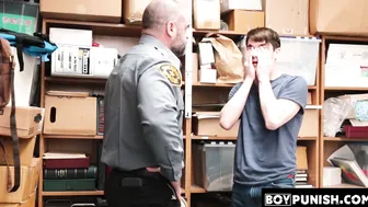 While getting bareback fucked a hot young thief sprays warm cum