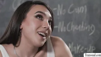 Tranny stepdaughter rides teacher stepdads cock