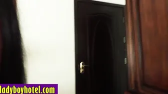 Big tits Asian ladyboy bareback anal sex