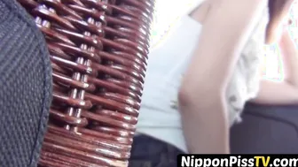 Vehicle riding doesnt prevent this Japanese darling from peeing
