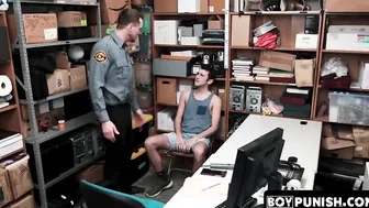 Young thief is apprehended by an officer who hammers his tight ass bare