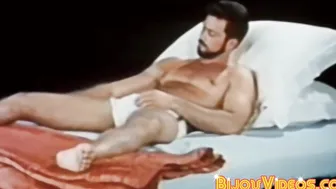 Sexy vintage jock working out before hot solo masturbation