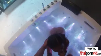 Thai teen enjoying a dick in the jacuzzi