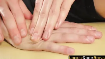 Youthful Dominik Dark oiled rub and deepthroat penis massage