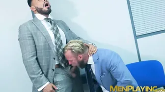 Straight boss fuck his bottom assistant and fed him his load