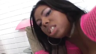 Fabulous ebony MILF Candance Von with huge tits loves a hard white cock