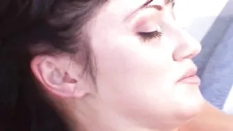 Dark haired beauty Kinky gets her tight pussy pleased in the backyard