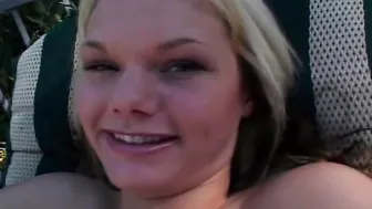 Fabulous blonde chick Mia Rose gets her beautiful face covered with cum
