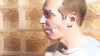 Slender blonde gets her tight asshole pounded in the public bathroom