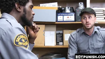 Security guard disciplined by black boss and stripped of his shirt