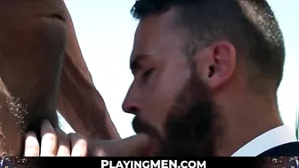 Logan Moore a lustful businessman gets rimmed before having raw fuck