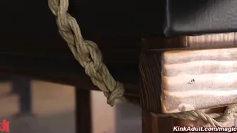 Bound natural busty babe rough fucked and flogged