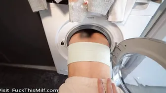 Yummy roommate with big ass got stuck in the washing machine and was fucked POV 16