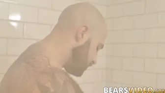 Atlas Grant shows off that bear body and tugs on his dick