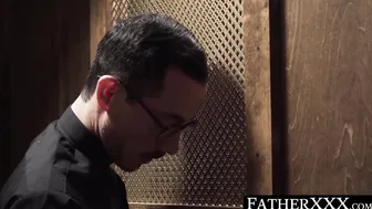 Daddy allures twink into hard prohibited church barebacking