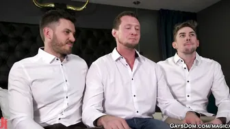Newlyweded gay couple bound and fucked in threesome