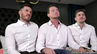 Newlyweded gay couple bound and fucked in threesome