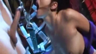 Horny Asian porno super babe fucks hardcore style wild