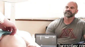 Attractive stepson without any protection ass bored and fingered by daddy