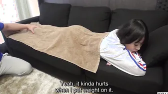 Cute as a button pale Japanese Futsal assistant coach gets a massage