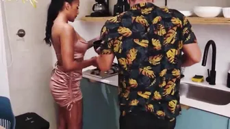 My coworker gives me his cum in my mouth and fucks me in the kitchen 21