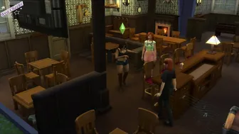 Kinky Tan Dark Hair Gets Naked into Pub. has three-way with Cutie Female Bartender