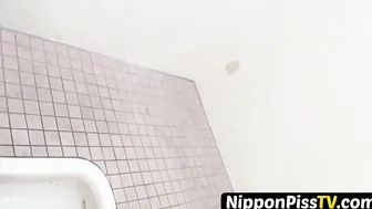 Unusual Japanese brunettes peeing in close up gathering