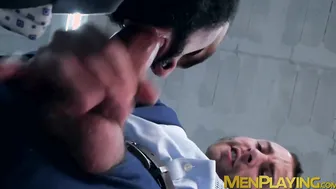 Classy hunk gives a sloppy blowjob and has his ass drilled