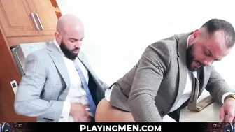Businessmen Sir Peter and Bruno Max fucked and blew dick