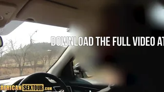 African teen giving blowjob in the car