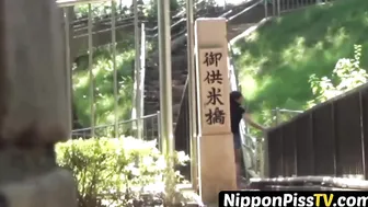 Tasty Japanese peeing outside on gorgeous summer day