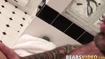 Inked bear Cooper Hill ass drilled by pierced gay after BJ