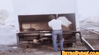 Retro gay fella spreads legs for an astonishing ass banging