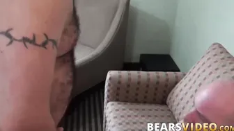 Jockstrap bear Sid Morgan sucked dick and bareback fucked
