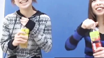 Japanese darling with enormous tits is pissing while at the same time being observed