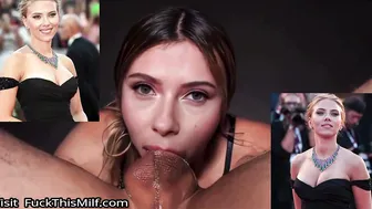 Black Widow Scarlett Johansson chokes on cock and swallows cum1 4