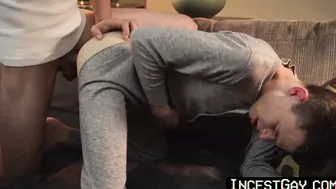 Healthy stepdad fingers a twink before exposed skewering pup