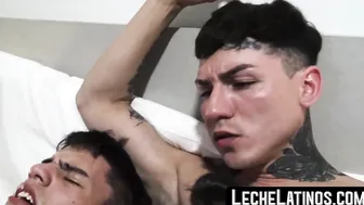 In spitroast orgy a sexy Latino teen deepthroats hard cocks