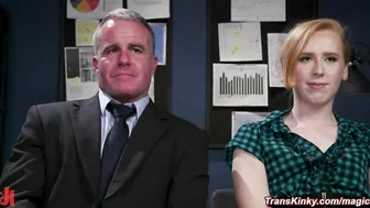 Shemale intern anal fucks bound older male boss