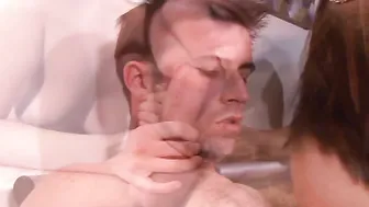 Slut vigorously fucked by two handsome straight guys