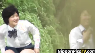 Peeing-Japanese Student With Braided Hair - Dirty Peasant Girl