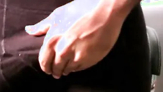 Attractive amateur dude caresses cock until cumming