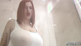 Wet T-shirt And Boobs Against Glass By Alexsis Faye