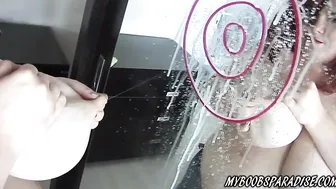 Huge Natural Tits Roxanne Lactating On The Mirror