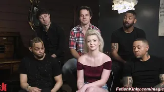 Bound blonde anal gang banged by huge cocks